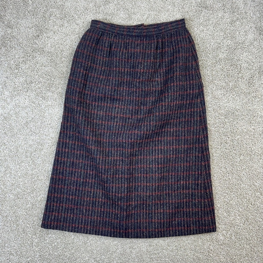 Pendleton Wool Plaid Maxi Skirt Size 8 Blue Red Green Pleated Midi Length